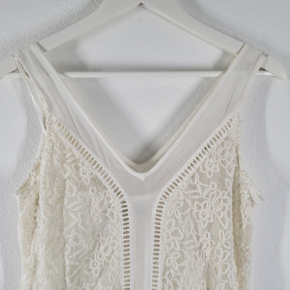 Abercrombie & Fitch Lace Dress Womens Small White Floral Ladder Stitch Boho - Picture 2 of 8